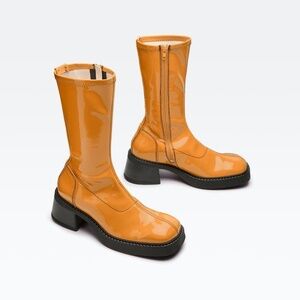 Miista Boots Orange Patent Leather Size 8
